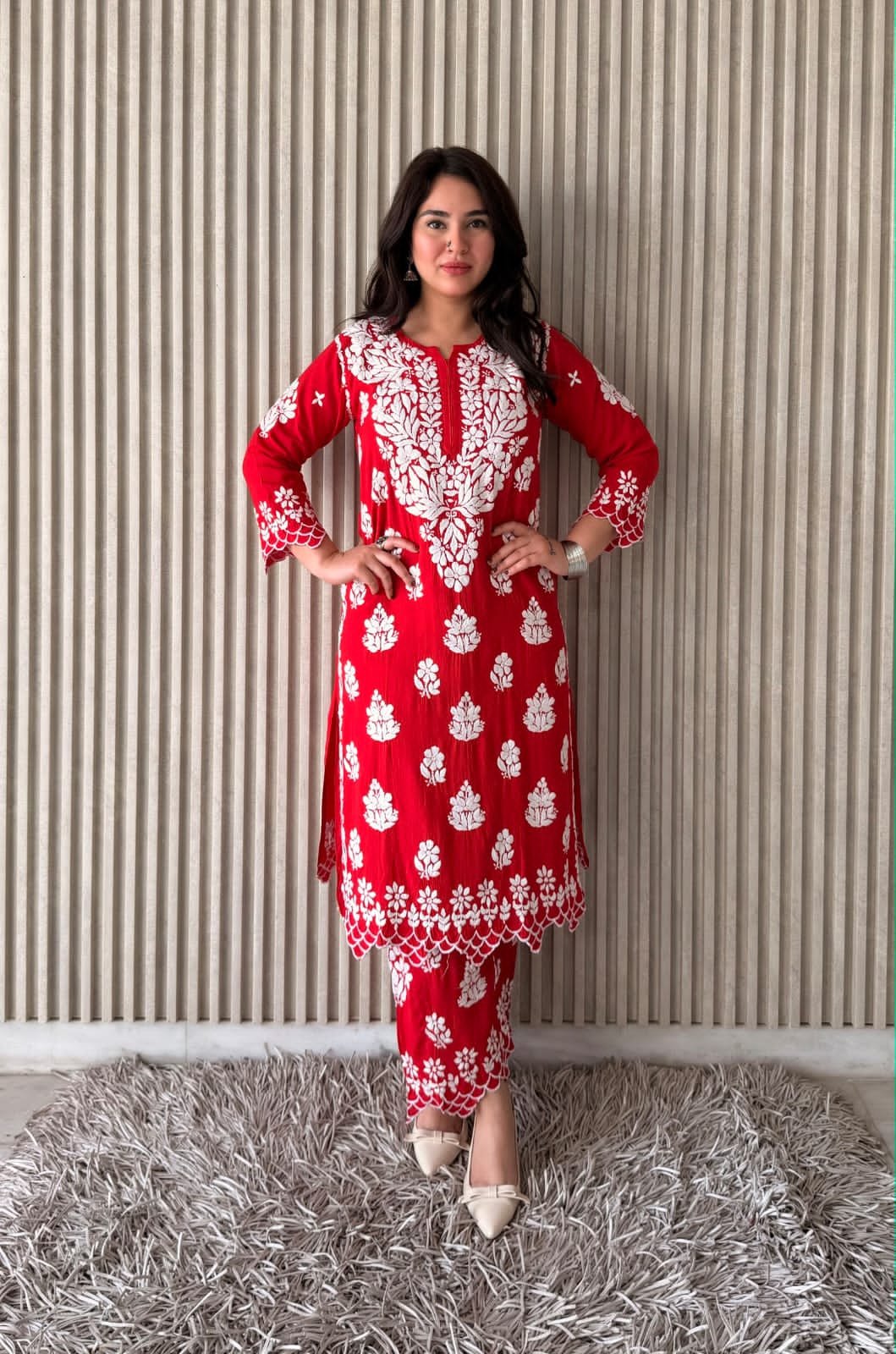 Lucknowi Chikankari Designer Modal Plazo Set