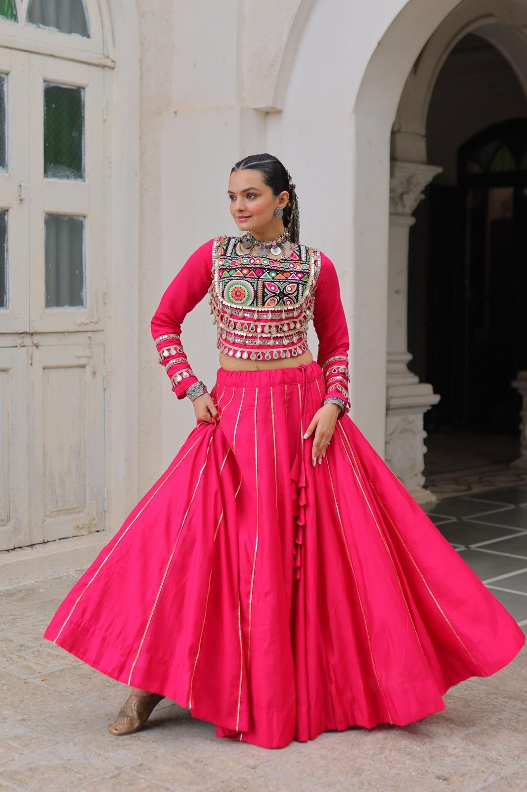 Mirror work & Lehnga