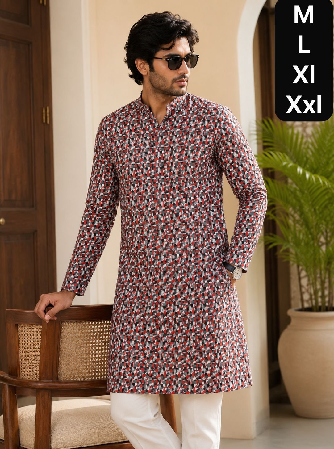 Lucknavi Print Kurta Pajama